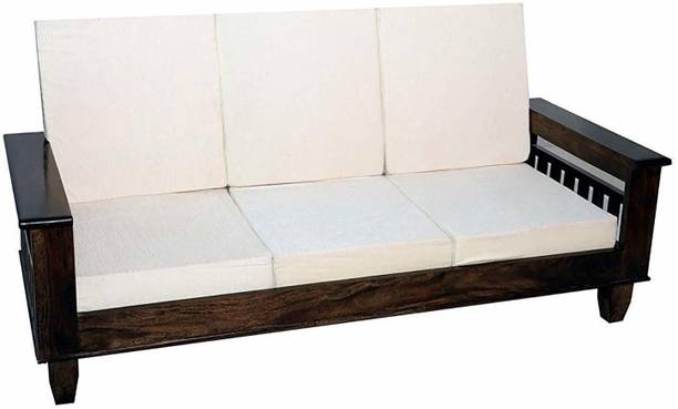 Divine Arts Sheesham Wood 3 Seater Sofa for Living Room Fabric 3 Seater  Sofa