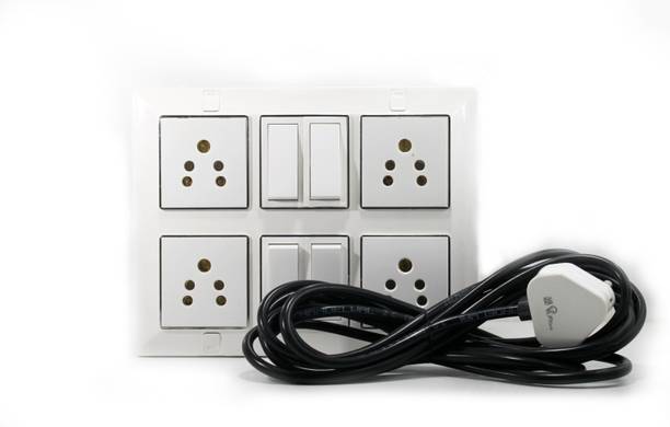 JELECTRICALS Modular Extension Board With Four Socket and Four Switch With 8 Meter Wire 4  Socket Extension Boards