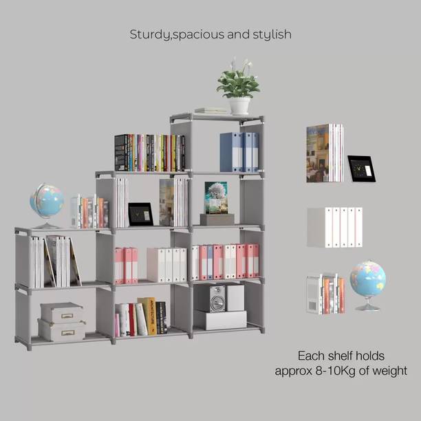 Lacossi Plastic Metal 12 Shelf Book Organizer Metal Open Book Shelf