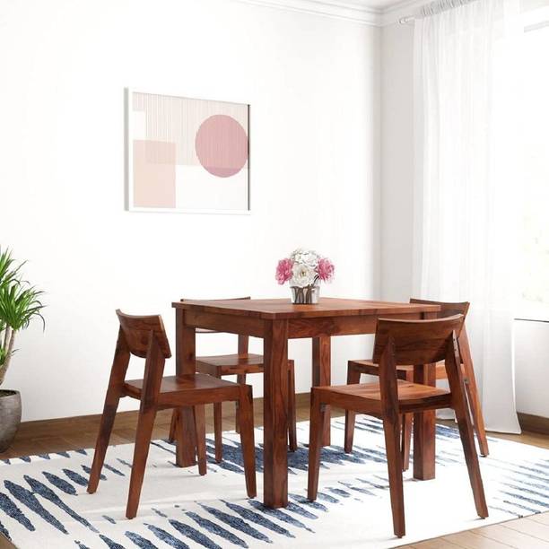 Divine Arts Sheesham Wood Dining Table 4 Seater Square Dining Table Solid Wood 4 Seater Dining Table