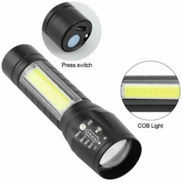 HASRU Rechargeable Mini Pocket Metal Torch+Emergency Light with 350 meters Long Range 3 hrs Torch Emergency Light