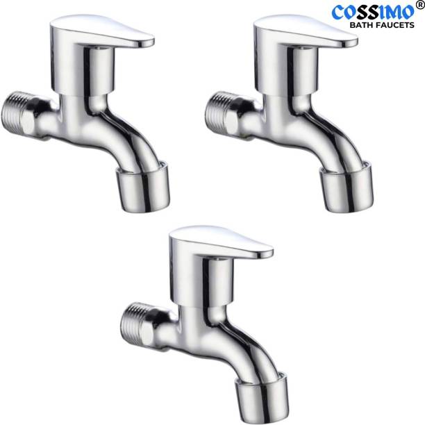 BATHONIX Fusion Stainless Steel Bib Cock with Wall Flange - Pack of 3 Bib Tap Faucet