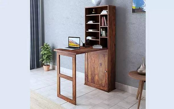 Divine Arts Solid Sheesham Wood Wall Mounted Folding Writing Table Laptop Desk Solid Wood Study Table