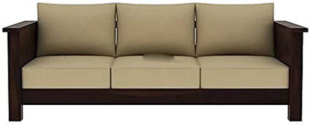Divine Arts Sheesham Wood 3 Seater Sofa Set for Living Room Furniture Fabric 3 Seater  Sofa
