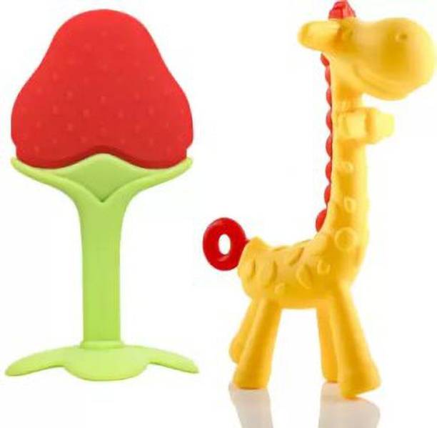 qtypie Strawberry-Giraffe BPA-Free Silicon Teething Toy Teether