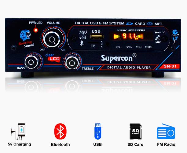 SUPERCON AC/DC FM Radio Multimedia Speaker with Bluetooth, USB, SD Card, Aux FM Radio FM Radio
