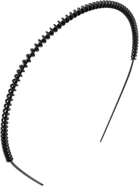 Myra Collection 1 Pc Premium Quality unbreakable Black Metal Hair Band for Boys Girls Spiral Hair Band