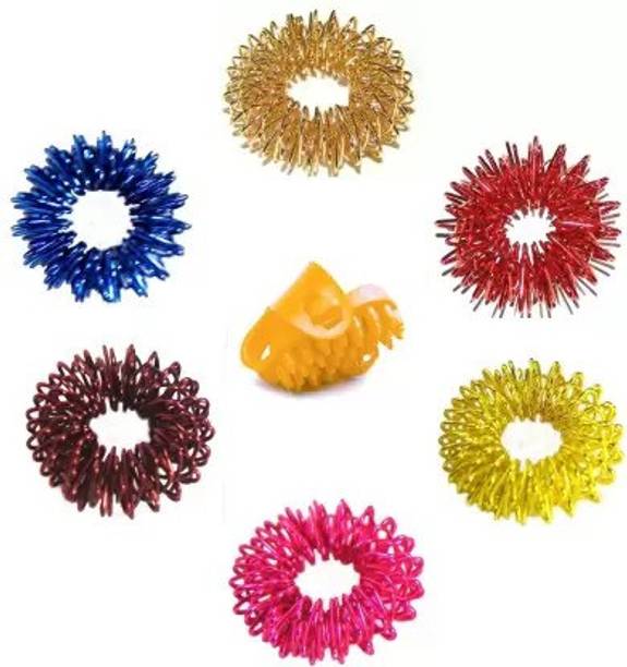 RDE home care Acupressure Sujok Ring Set Of 6 PC + Thumb Pad For Pain Relief Massager (Multicolor) Massager