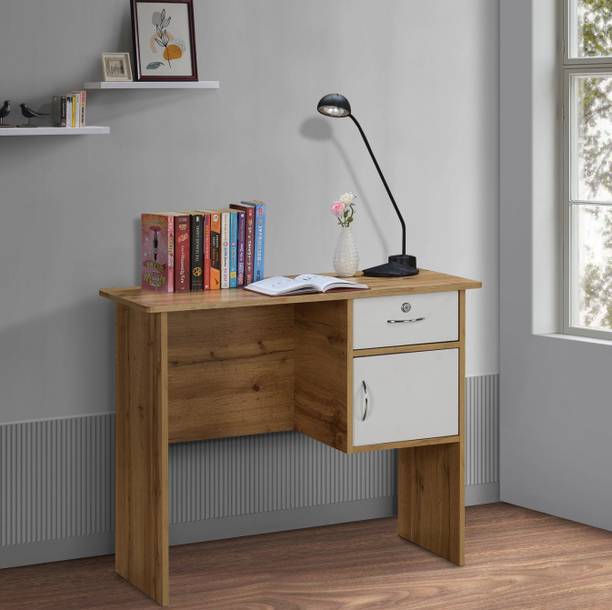 DeckUp Cannes Wotan Oak & White Engineered Wood Office Table