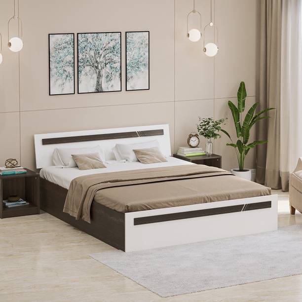 BLUEWUD Pollo Queen Size Double Bed With Storage for Bedroom Home Furniture Engineered Wood Queen Box Bed