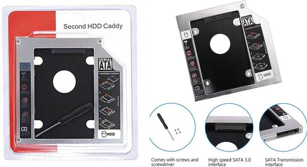 GIPTIP 2.5''Internal 2nd SATA HDD 9.5MM CADDY CD/DVD-ROM to Expanded Data Storage 2.5 inch 9.5 MM Universal HDD Caddy Internal Hard Drive Enclosure
