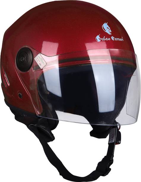 urban carrier Open Face Helmet with Clear Visor Motorbike Helmet-ABS Material, Black Motorbike Helmet