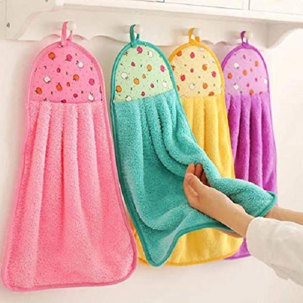 Aloud Creations Microfiber Hanging Hand Towel/ Sink Towel with Loop, Multicolour Multicolor Napkins