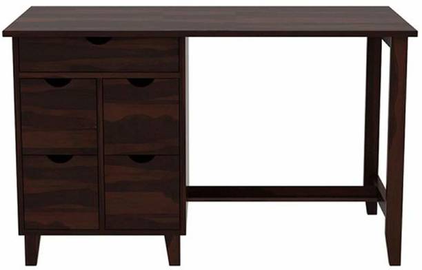 Divine Arts Sheesham Wood Office Desk with 5 Drawer Storage Wooden Solid Wood Study Table