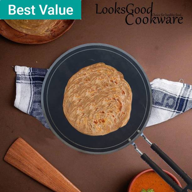 LooksGood 3 mm Thick heavy quality Indian iron Tawas for roti/chapati/paratha etc. Tawa 24.8 cm diameter