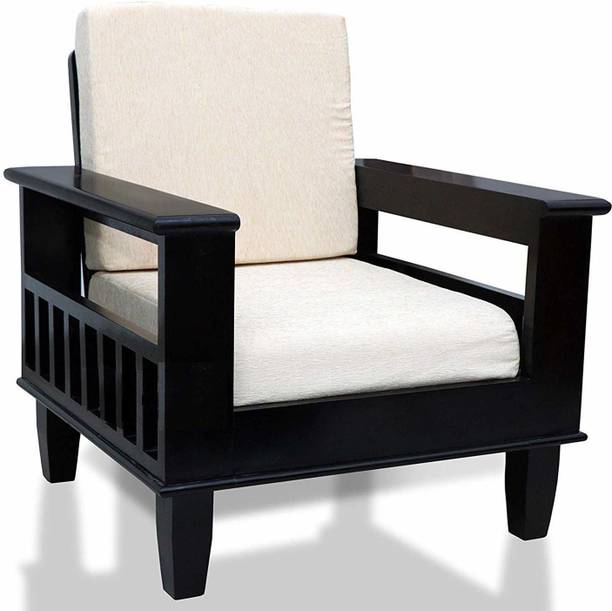Divine Arts Sheesham Wood 1 Seater Sofa for Living Room Fabric 1 Seater  Sofa