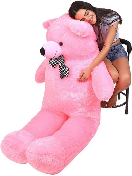 msy 4 feet teddy Teddy Stuffed Plushy $$ Pink 3 Feet With Neck Bow (122cm) - 122 cm