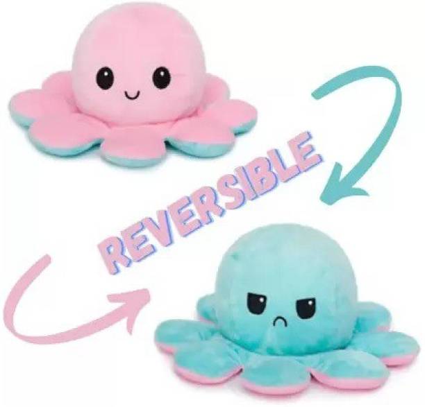 MAURYA Dual Colour Reversible Octopus Plush Toy  - 18 cm