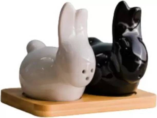 DULARIYA Ceramic cupple rebbit shape salt papper set 3 Piece Salt & Pepper Set (Ceramic) Sugar Shaker 125 gm