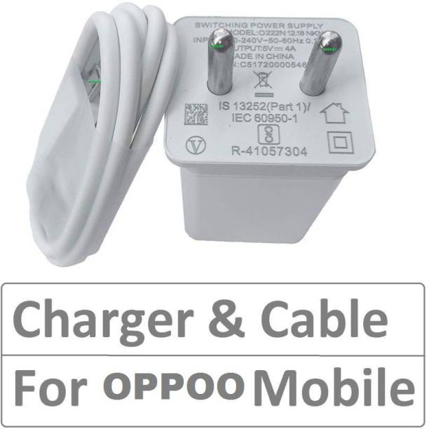 MIFKRT 0PP0 Wall Charger Combo for All Mobile Phones 2 A Mobile Charger with DATA CABLE 2 W 2 A Mobile Charger with Detachable Cable