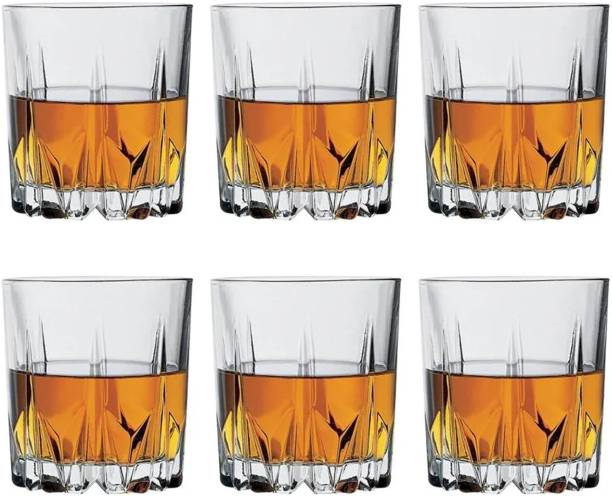 Crystalarc (Pack of 6) Rock Classic Glasses Set of 6 pcs - 300 ml for Whisky Scotch Cocktail Glass Set Whisky Glass