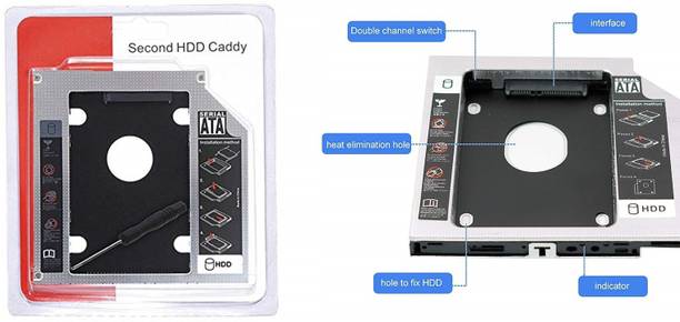 GIPTIP 9.5MM SATA 2nd HDD CADDY CD/DVD-ROM to Expanded Data Storage for All PC/Laptop 2.5 inch 9.5 MM Universal HDD Caddy Internal Hard Drive Enclosure