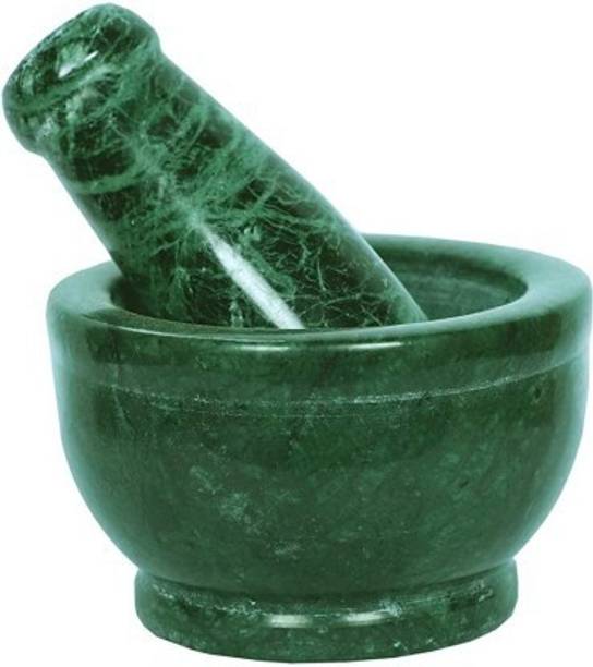 JustBYou Hygenic Green Mable Mortar & Pestle,Ayurvedic Medicine Crusher Marble Masher