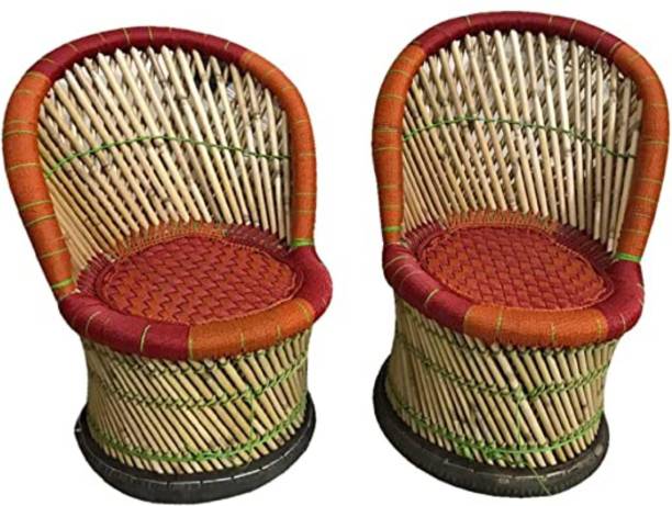 Craferia Export Bamboo Mudha/Muddha Chairs Set of 2 (Orange) Bamboo Outdoor Chair