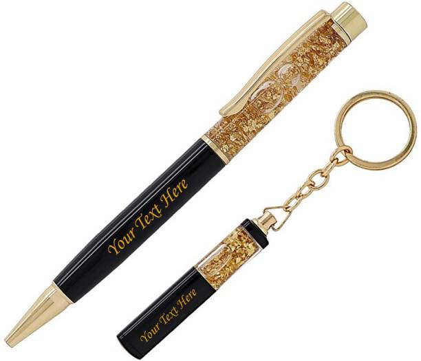K K CROSI Name Written Golden Liquid Gel Pen and Keychain Pen Gift Set