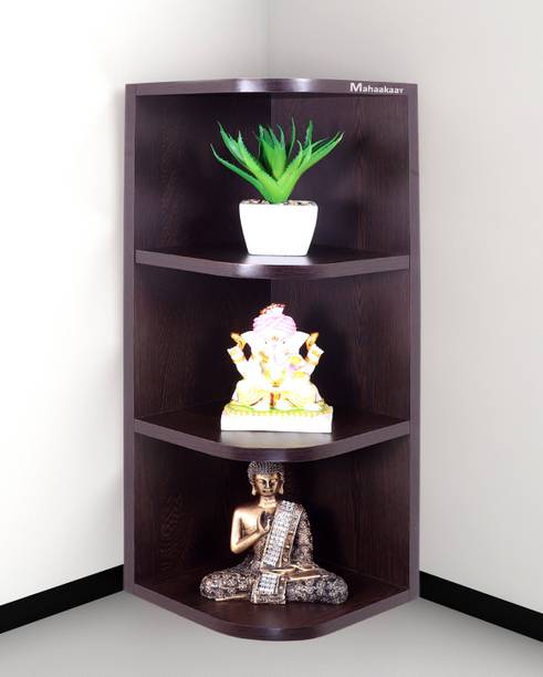 mahaakaay Esta Engineered Wood Corner Stand Display Rack Set of 4 Color Wenge Particle Board Wall Shelf