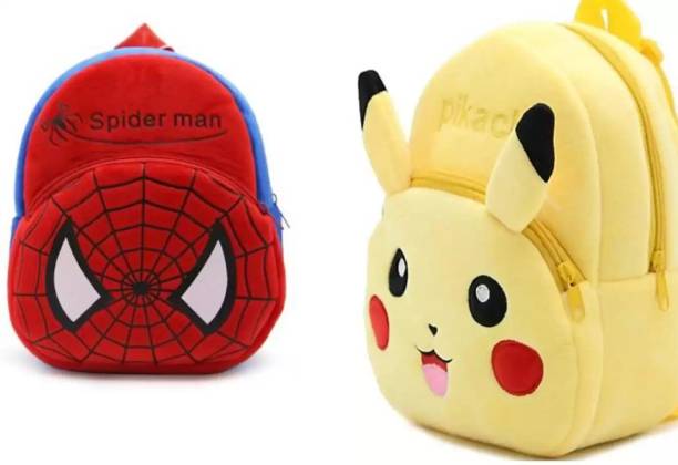 kidschil Spiderman Premium Toy Bag Pikachu Plush Bag(combo) 10 L Backpack