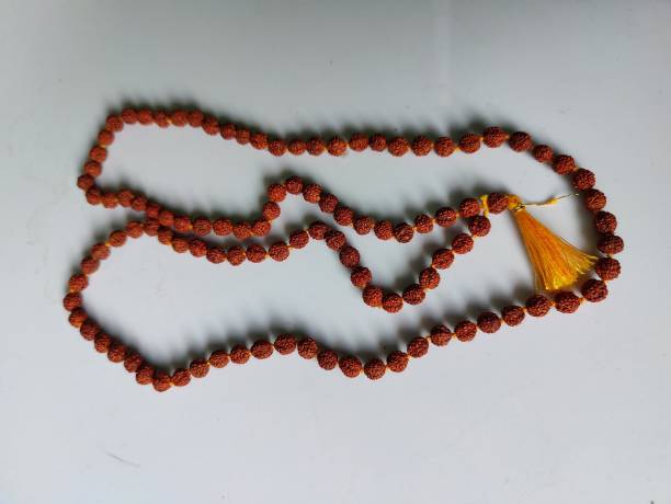 Shivam Vastu Kala Shivling Art Original Rudraksha Japa Mala (5 Mukhi Mala, 108 beads Mala Rosary Garland) Beads Paper Chain