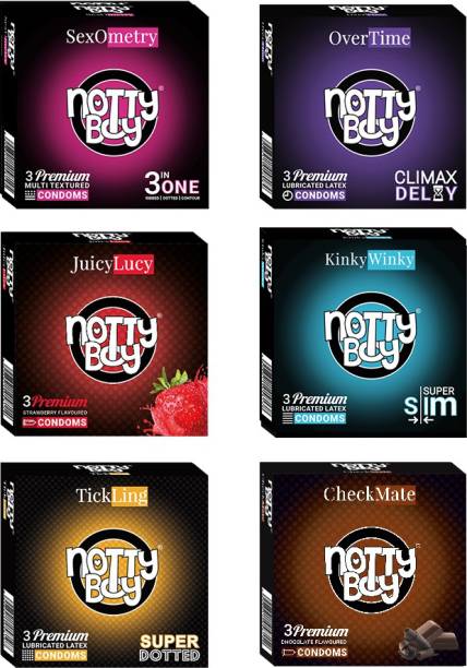 NottyBoy Honeymoon All in Pack - Climax Delay, Extra Dots, Extra Lube, Ribbed Condom