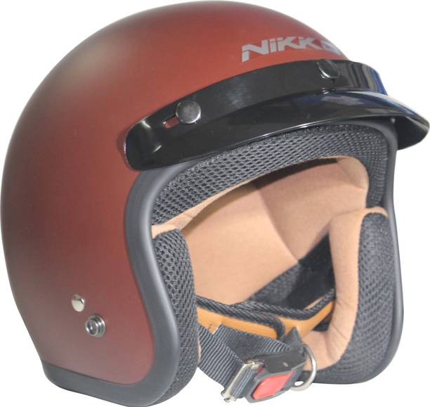 NIKKO N-356 Red Plain Open Face Motorbike Helmet