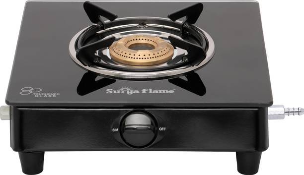 Suryaflame King 1 Burner Glass Top Gas Stove - 2 Years Door Step Service Glass Manual Gas Stove