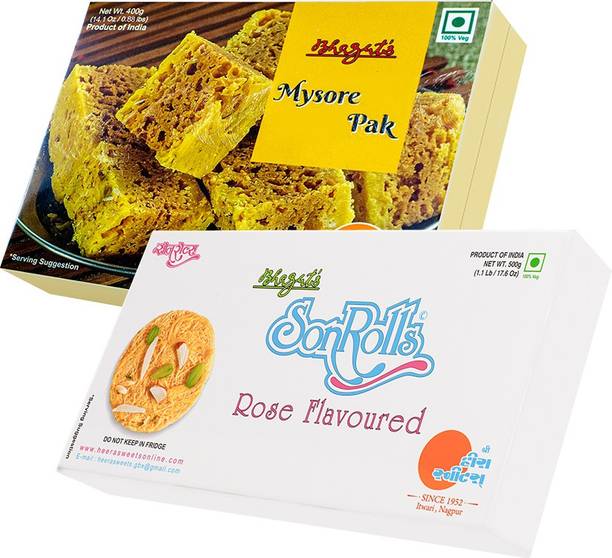 Bhagat's Heera Sweet Mysore pak 400gm & Rose 250gm Box