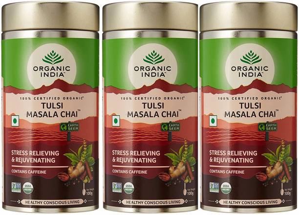 ORGANIC INDIA Tulsi Masala Chai (Pack of 3) Tulsi Masala Tea Tin