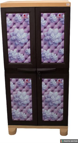 Classic Furniture Liberty 4ft- White Flower print -Brown - Ambergold Plastic 2 Door Wardrobe