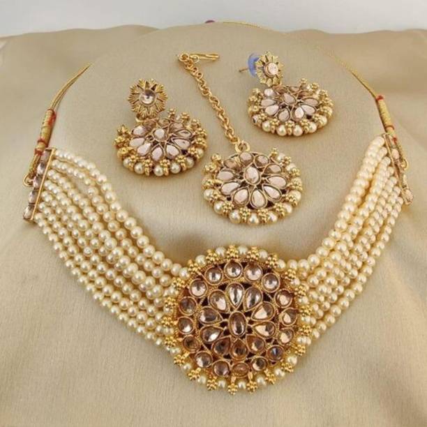 taransha Alloy Gold-plated Gold Jewel Set
