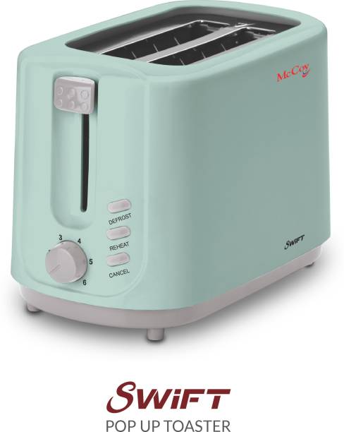 Mccoy Swift 2 Slice 750W 6 Level Browning with Reheat Defrost Cancel Functions Blue 750 W Pop Up Toaster