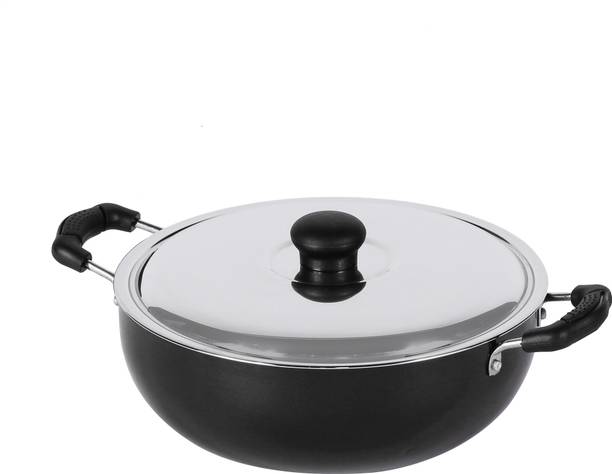 Kreme Nora Kadai 2.3 Litre 23cm with Steel Lid Kadhai 23 cm diameter with Lid 2.3 L capacity