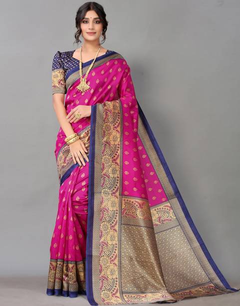 Woven Kanjivaram Cotton Silk, Silk Blend Saree