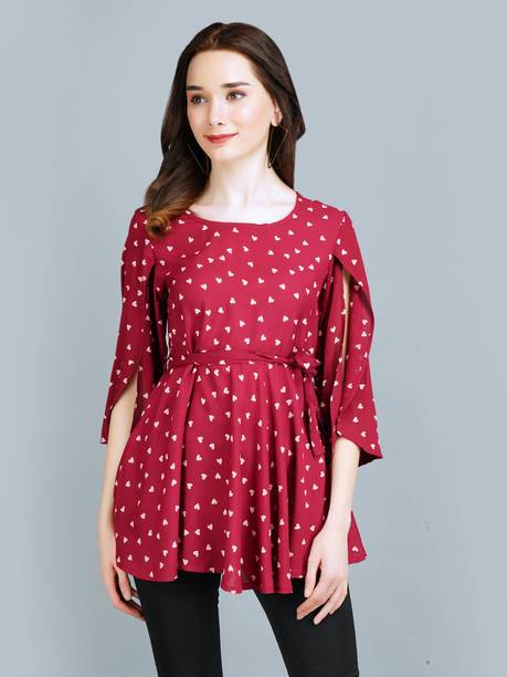 SORANGI Casual Printed Women Maroon Top