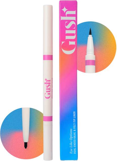 GushBeauty 2-in-1 EyeLiner + Kohl Pencil | Long Lasting Kajal | Waterproof & Smudge Proof 0.65 g