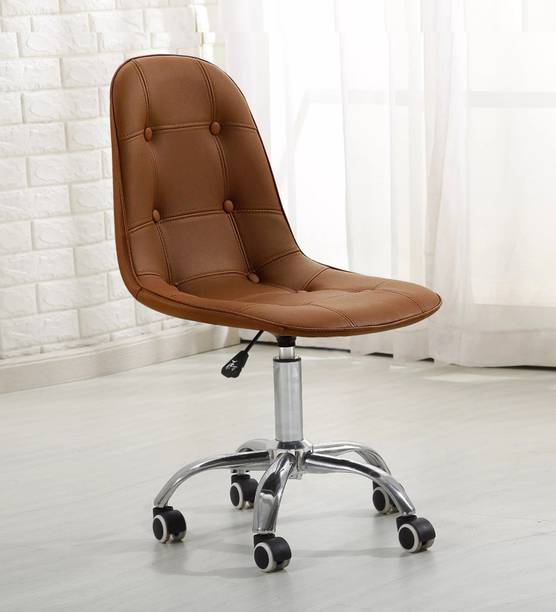 Deal Dhamaal Charles Jacobs Office Swivel Chair with Adjustable Height Button in Tan Color Leatherette Office Conference Chair