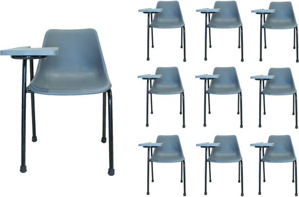 Finch Fox Student Chair with Writing Pad, Heavy 1" Inch Pipe, Anti Skid Buffer, in Grey Color with 1 Year Warranty (Set of 10) NA Study Arm Chair