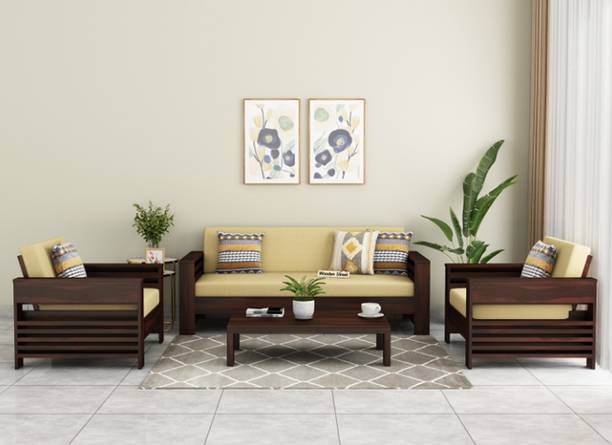 DriftingWood Wooden Sofa set for living Room Furniture | 3+1+1 Sofa Set | 5 Seater Sofa Fabric 3 + 1 + 1 Sofa Set