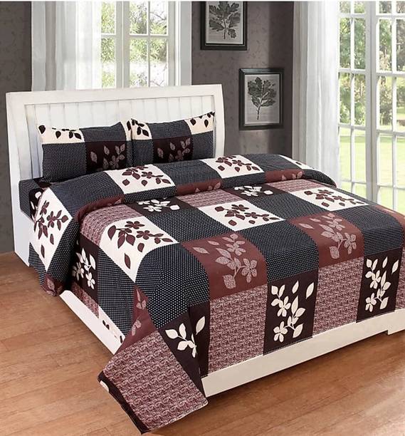 RADHERADHE Polycotton Double Flat 104 TC Printed Bedsheet