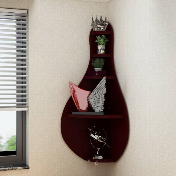 WoodenTwist Fresca Premium Large Wooden Corner Wall Shelf MDF (Medium Density Fiber) Wall Shelf