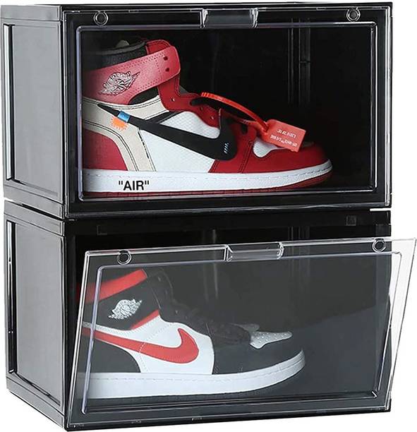 KROOH Plastic Sneaker Containers Bins Portable Storage Organizer Space Saving Foldable Plastic Collapsible Shoe Stand